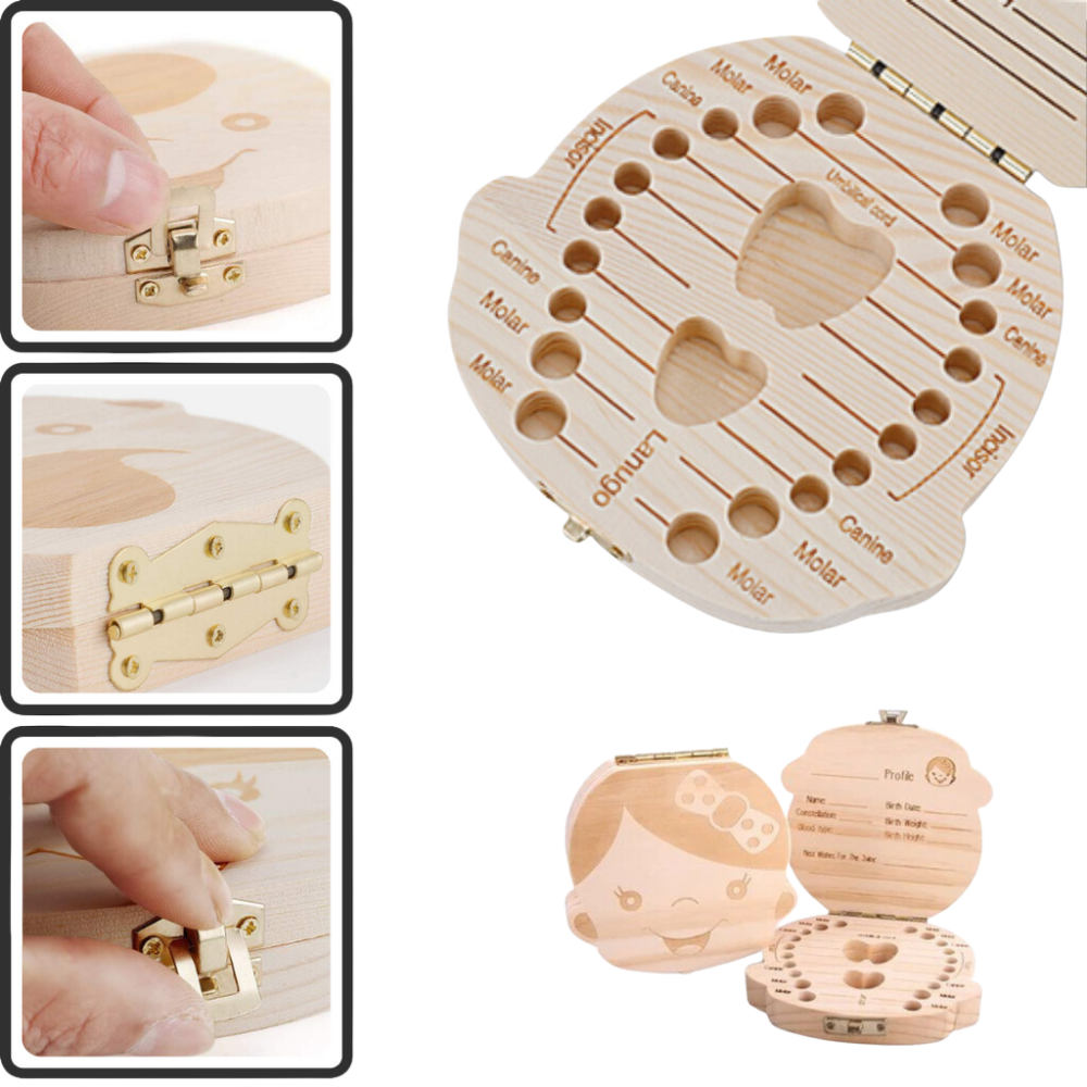 Boîte à dents de bébé en bois