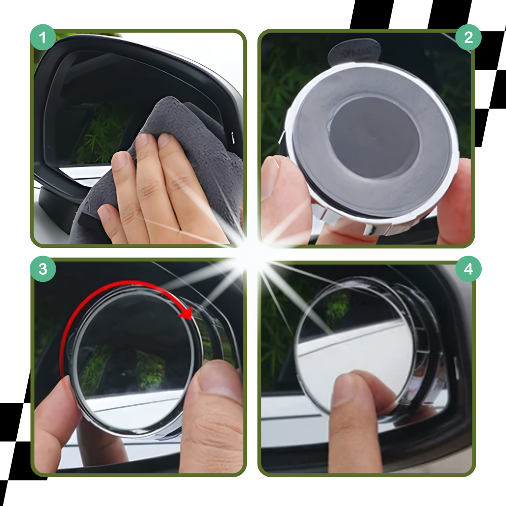 Miroir d'angle mort pour rétroviseur à rotation à 360°