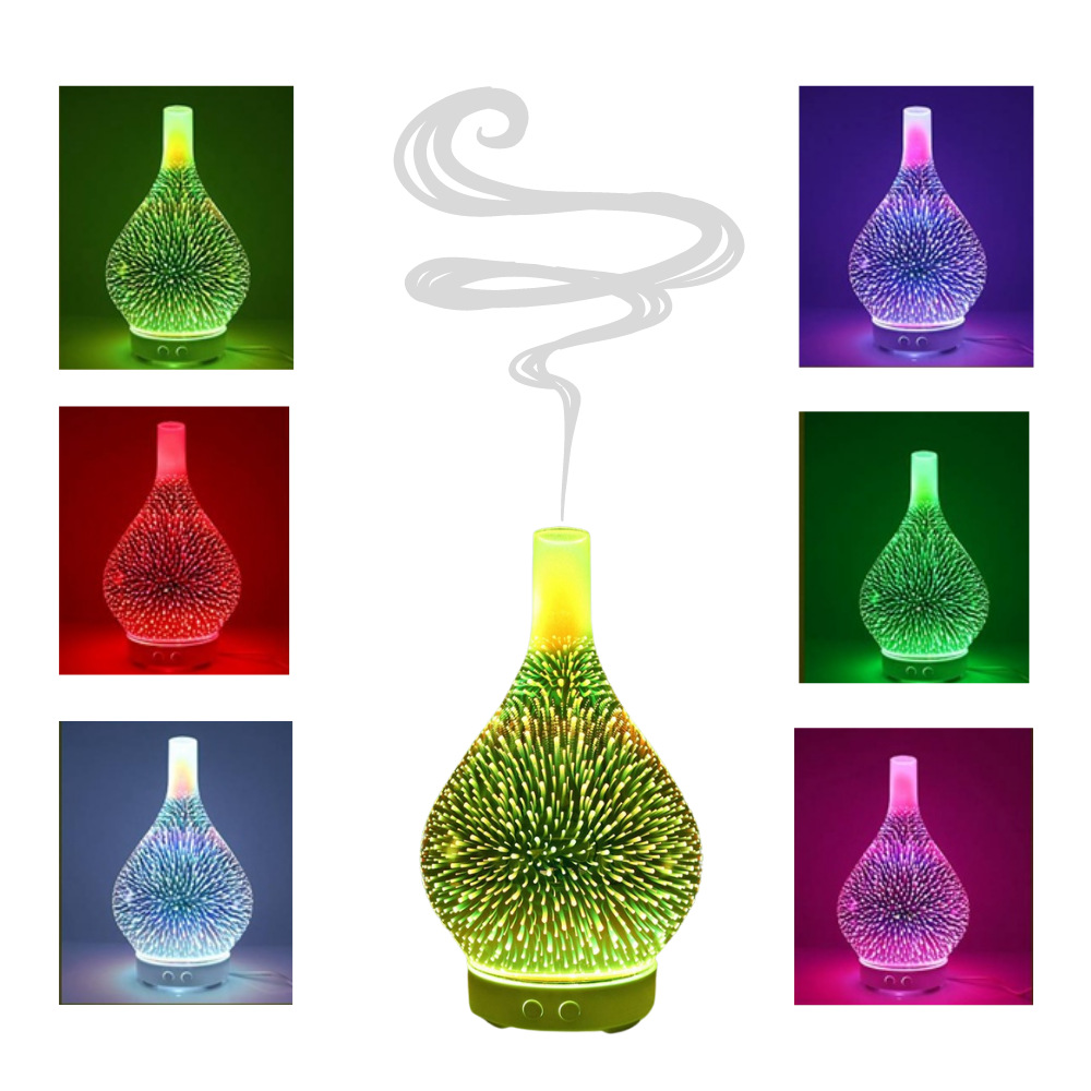 Diffuseur d'huiles essentielles en forme de vase avec le motif des feux d'artifice