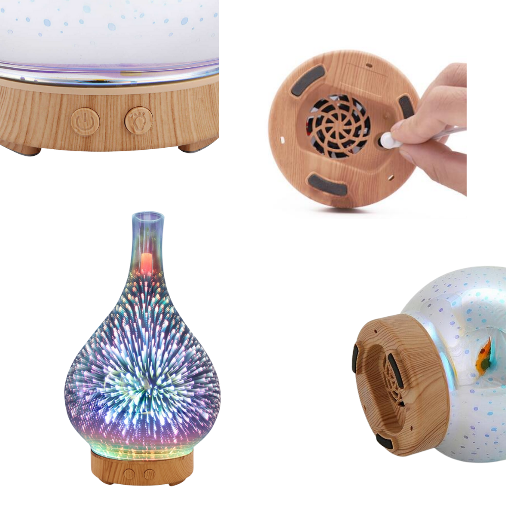 Diffuseur d'huiles essentielles en forme de vase avec le motif des feux d'artifice