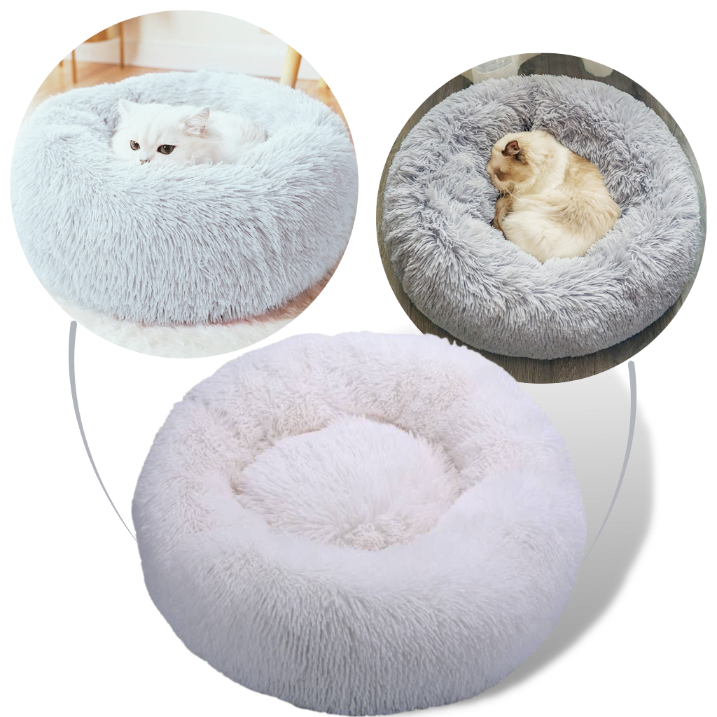 Lit en peluche en forme de donut pour animaux de compagnie