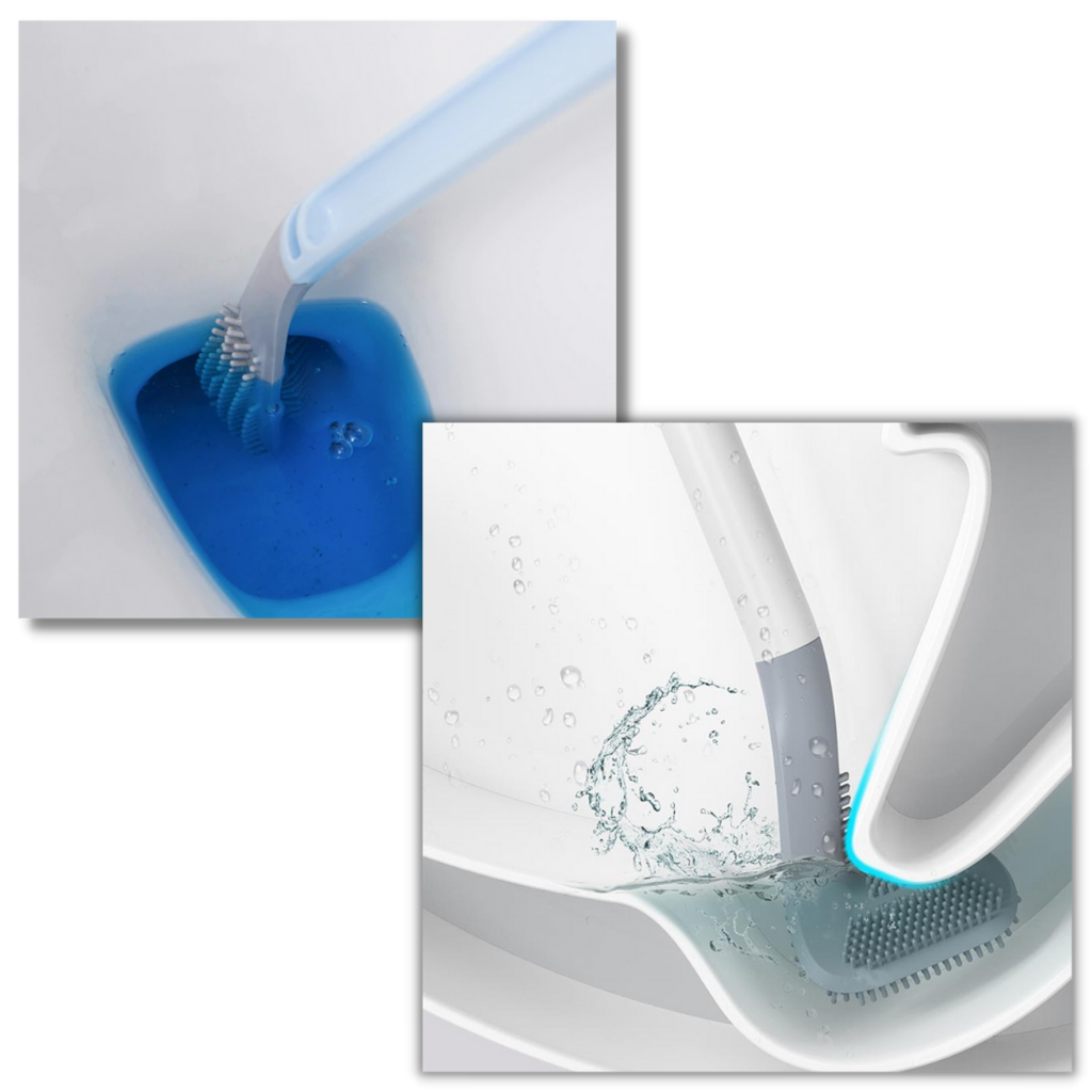 Brosse de toilette à manche long avec base murale