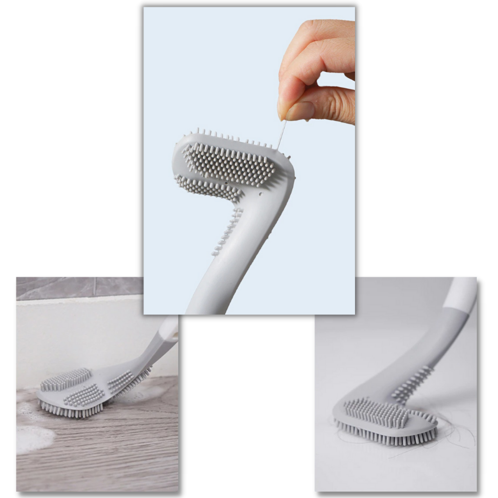 Brosse de toilette à manche long avec base murale