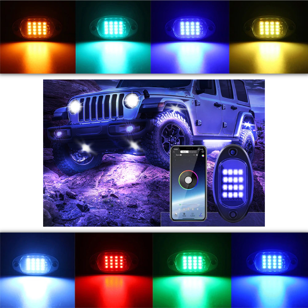Ensemble de 8 lumières RVB pour véhicules