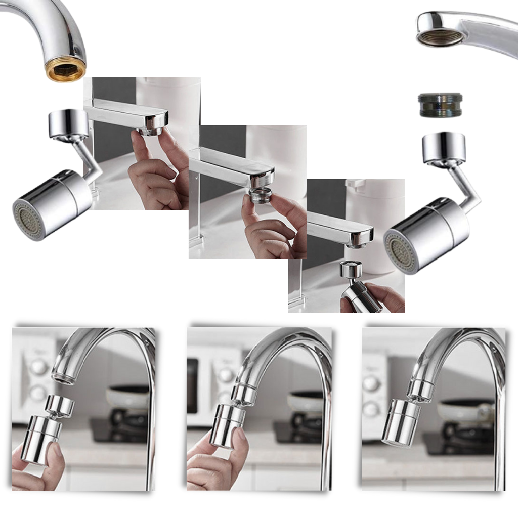 Buse de robinet rotative anti-éclaboussures orientable à 360°