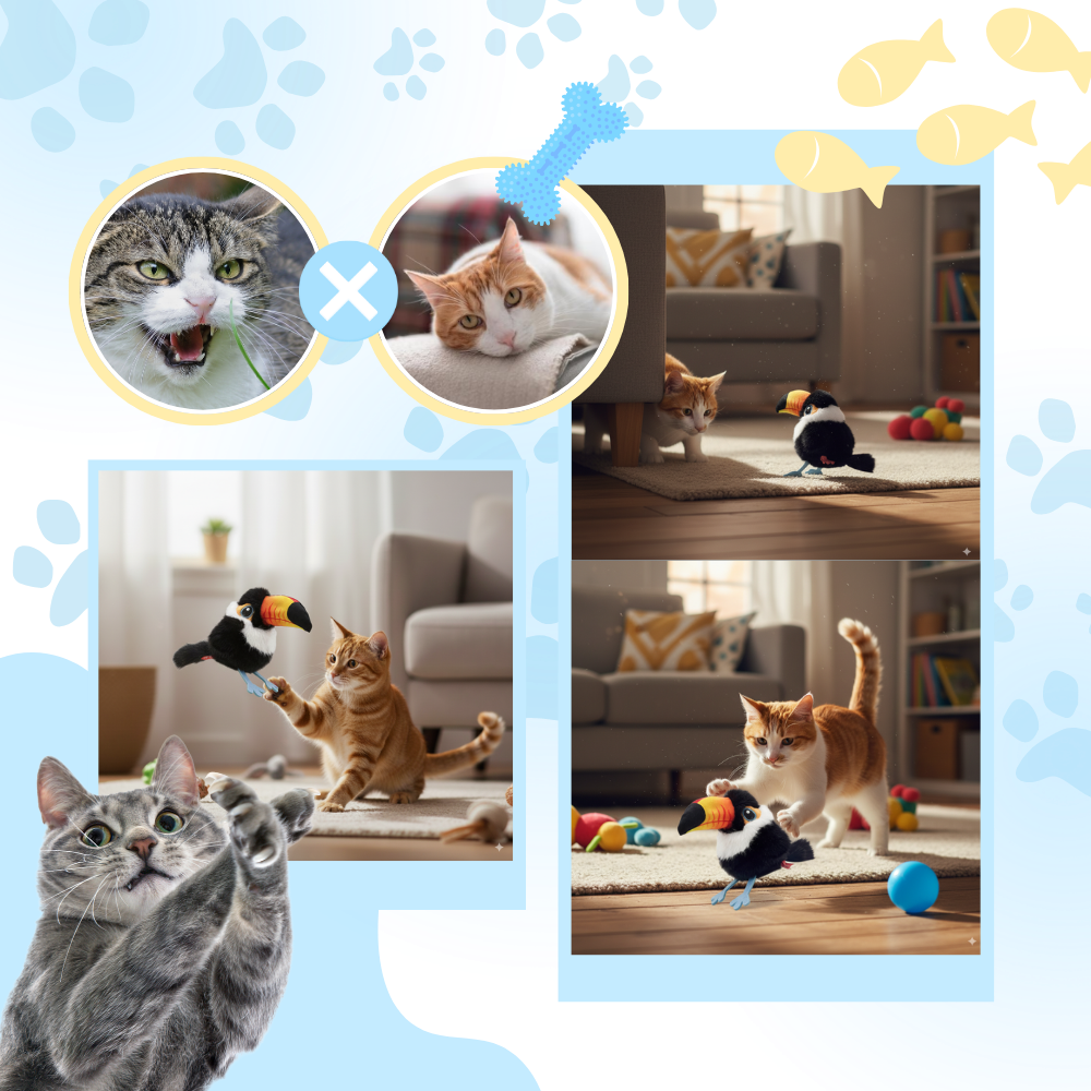 Jouet interactif oiseau pour chat