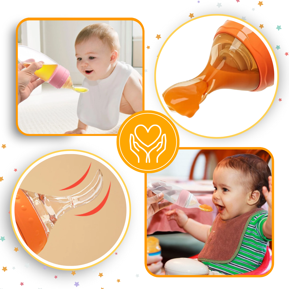Biberons en silicone avec cuillère anti-débordement