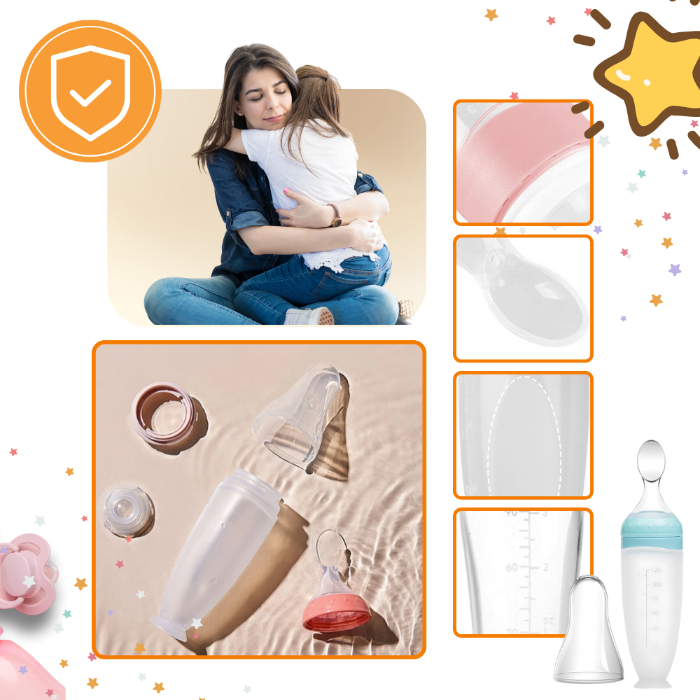 Biberons en silicone avec cuillère anti-débordement