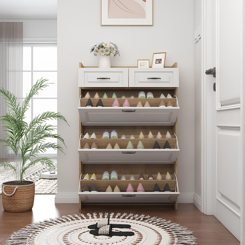 🔥 Meilleure Vente ! Armoire à Chaussures 3 Portes + 2 Tiroirs + Sac à Dos Offert 🎁