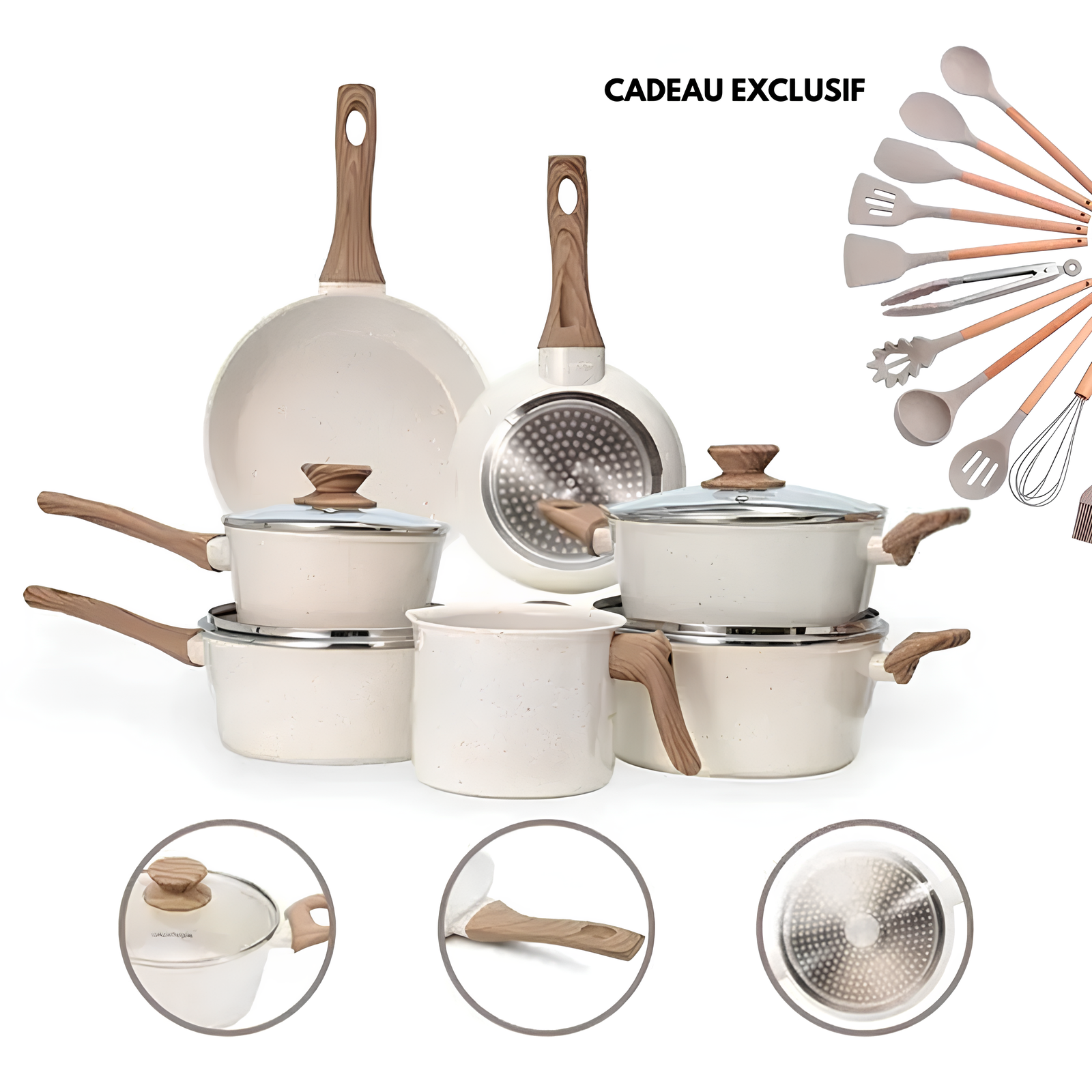 Kit Cuisine des Rêves : Batterie 9 Pièces en Céramique + 13 Ustensiles Offerts