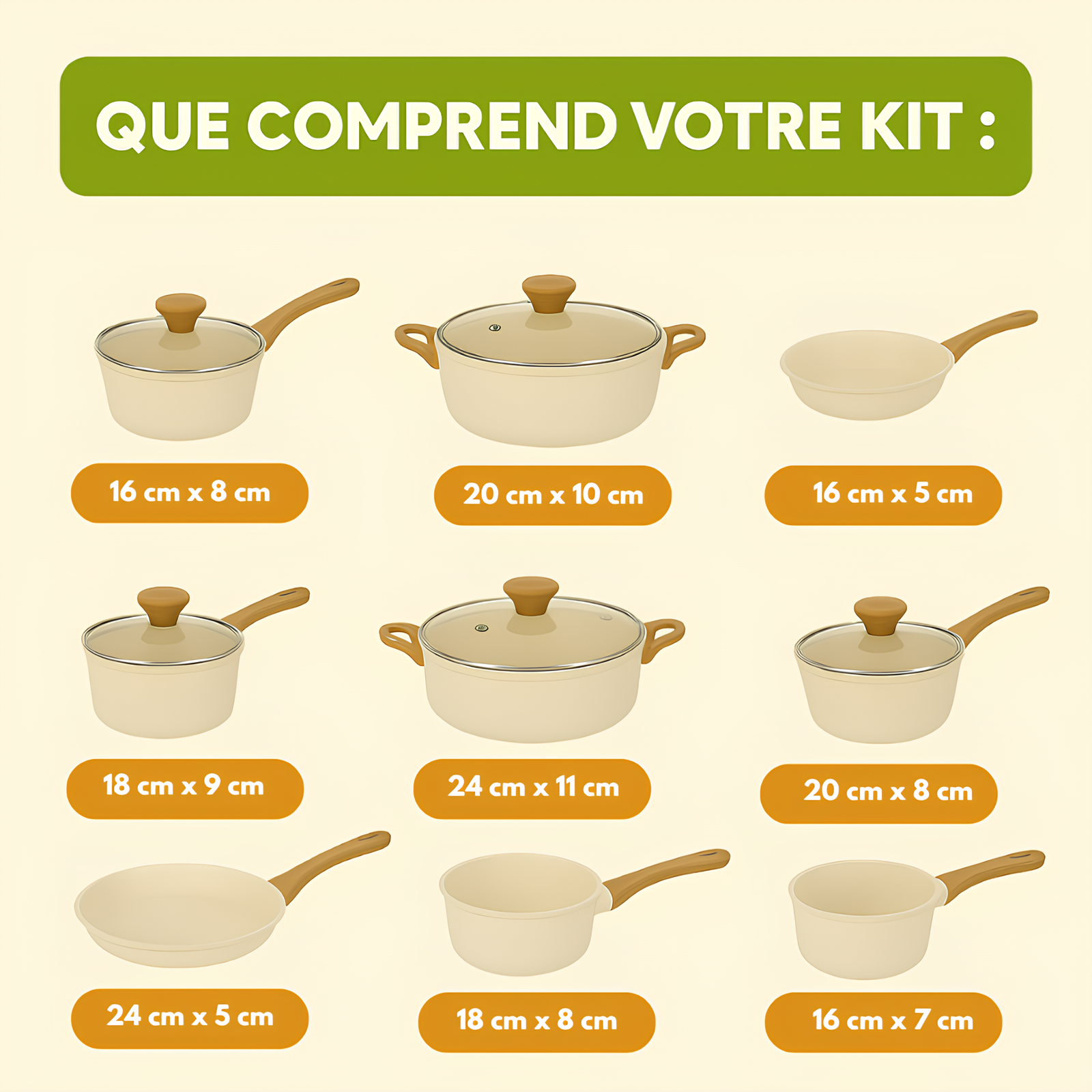 Kit Cuisine des Rêves : Batterie 9 Pièces en Céramique + 13 Ustensiles Offerts