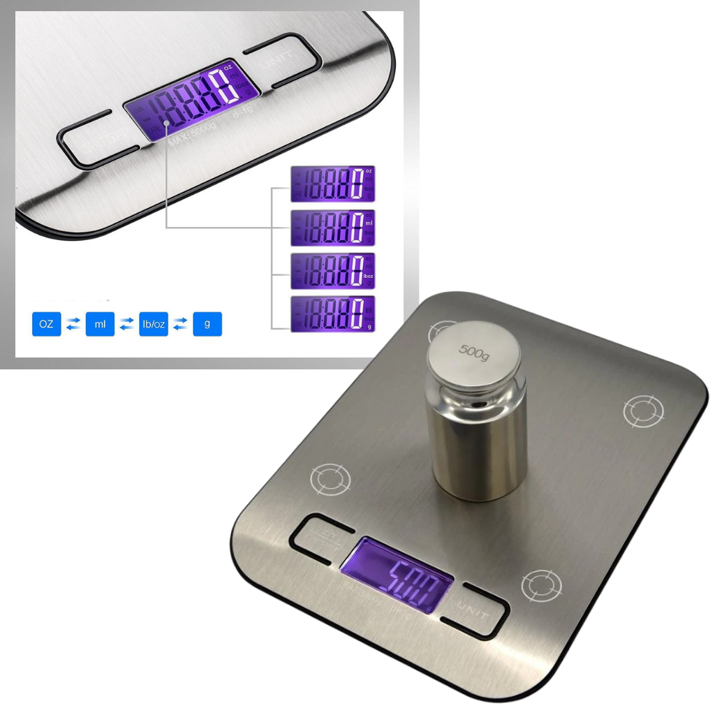 Balance de cuisine numérique LCD en acier inoxydable