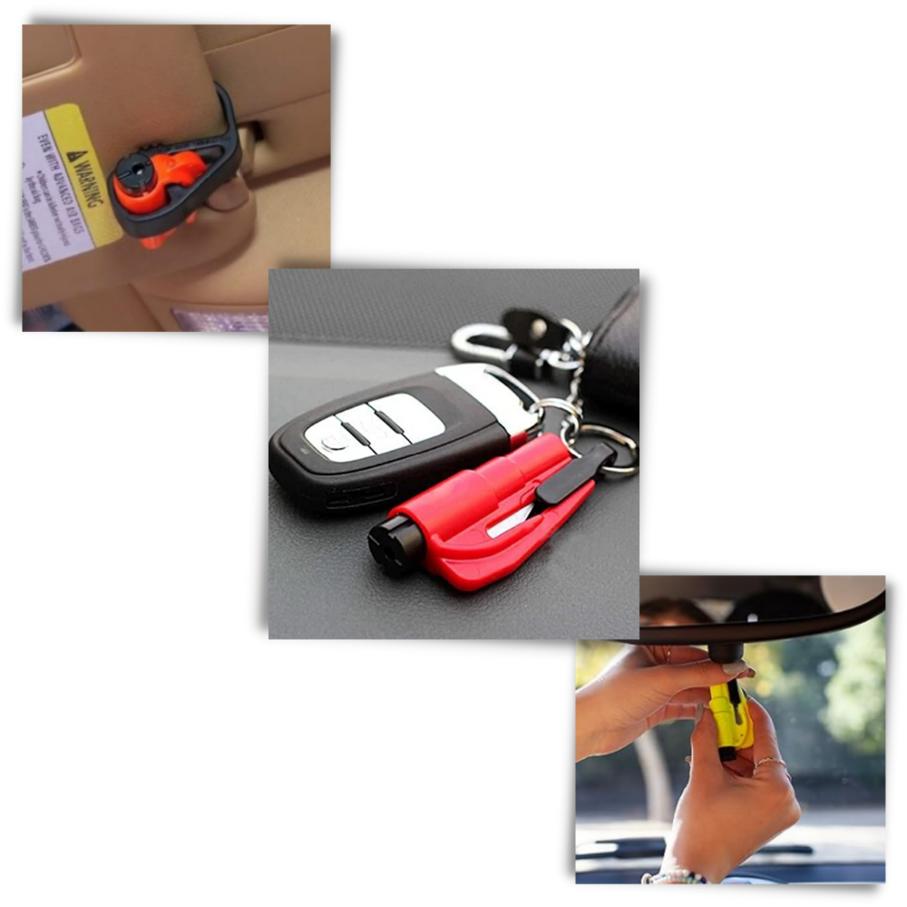 Outil essentiel 2 en 1 brise vitre et coupe ceinture
