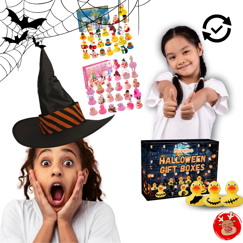 Calendrier de l'Avent des canards sur le thème d'Halloween et de Noël
