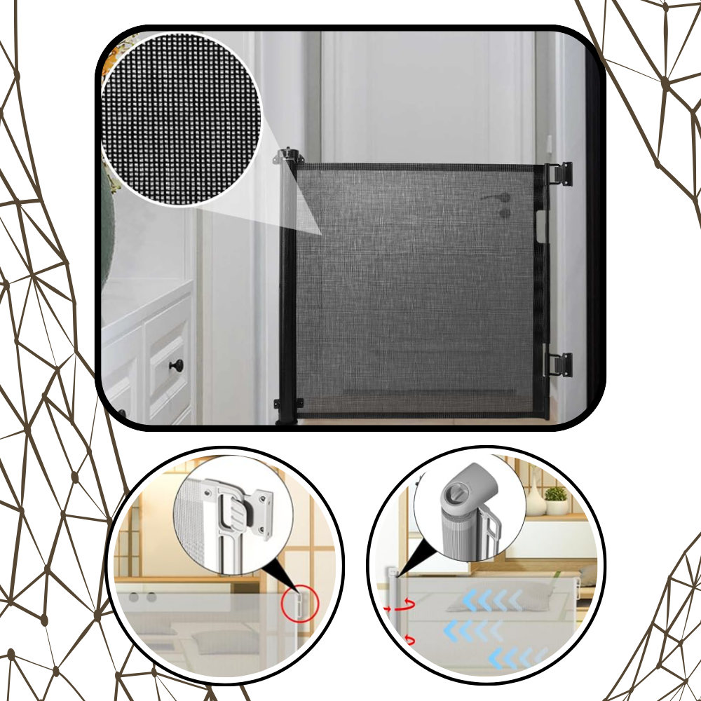 Barrière rétractable en maille pour animaux domestiques et bébés