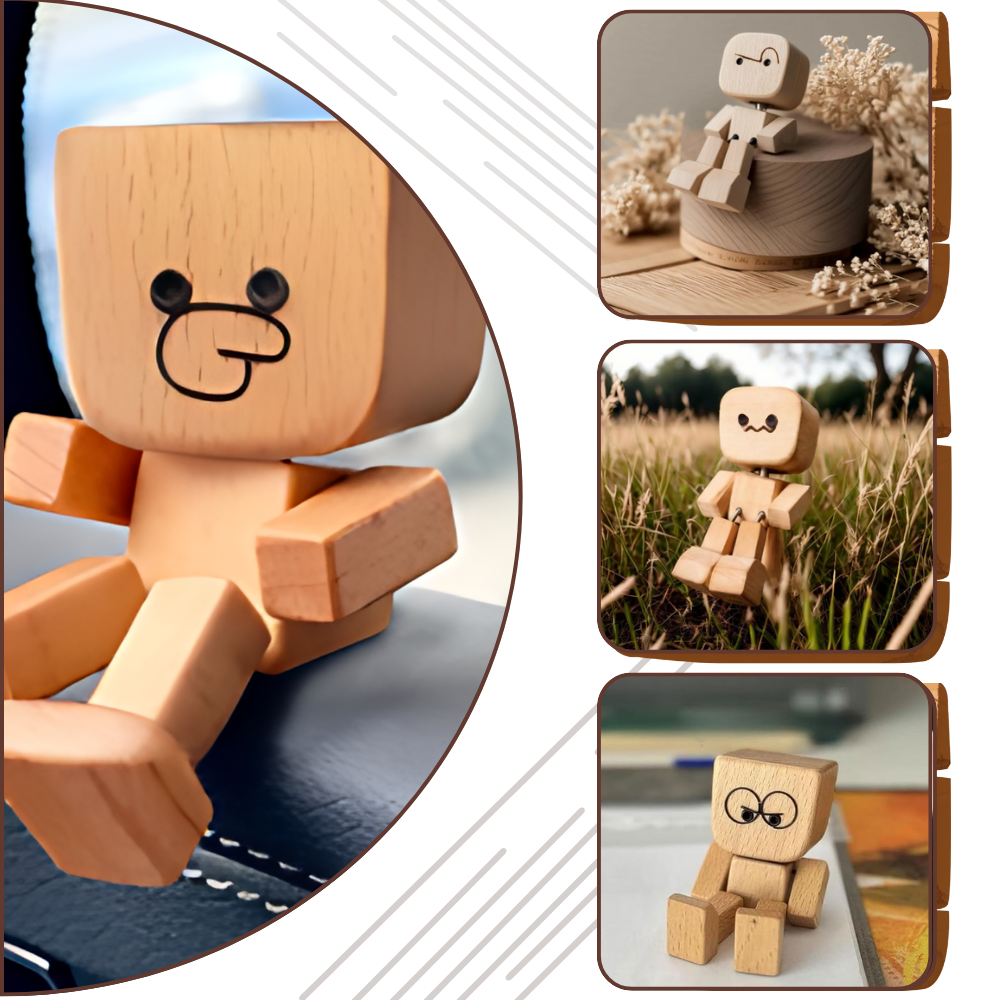 Figurine mobile d'homme en bois